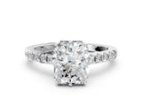 Platinum Radiant Solitaire Diamond Engagement Ring with Pavé Band and Six-Prong Setting_24
