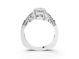 Platinum Radiant Solitaire Diamond Engagement Ring with Pave Band and Four-Prong Setting 3