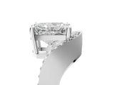 Platinum Radiant Solitaire Diamond Engagement Ring with Pave Band and Four-Prong Setting 5