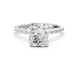 Platinum Radiant Solitaire Twist Band Ring with Four-Prong Setting_12