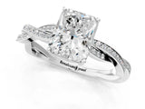 Platinum Radiant Solitaire Twisted Pave Diamond Ring with Four-Prong Setting_1