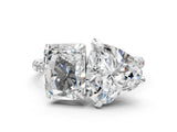 Platinum Radiant and Heart Toi Moi Ring with Prong Setting and Micro Pave Band