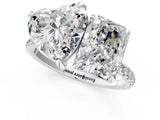 Platinum Radiant and Heart Toi Moi Ring with Prong Setting and Pave Band 1