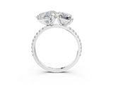 Platinum Radiant and Heart Toi Moi Ring with Prong Setting and Pave Band 3
