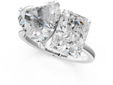 Platinum Radiant and Heart Toi Moi Ring with Prong Setting and Plain Band 1
