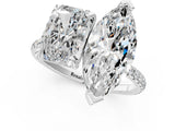 Platinum Radiant and Marquise Toi Moi Ring with Prong Setting and Micro Pave Band 1