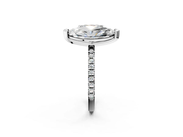 Platinum Radiant and Marquise Toi Moi Ring with Prong Setting and Micro Pave Band