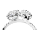Platinum Radiant and Marquise Toi Moi Ring with Prong Setting and Micro Pave Band 4