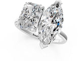 Platinum Radiant and Marquise Toi Moi Ring with Prong Setting and Plain Band 1