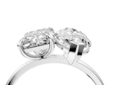 Platinum Radiant and Marquise Toi Moi Ring with Prong Setting and Plain Band 4