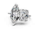 Platinum Radiant and Marquise Toi Moi Ring with Prong Setting and Plain Band