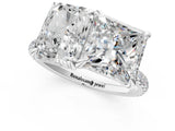 Platinum Radiant and Princess Toi Moi Ring with Prong Setting and Pave Band 1