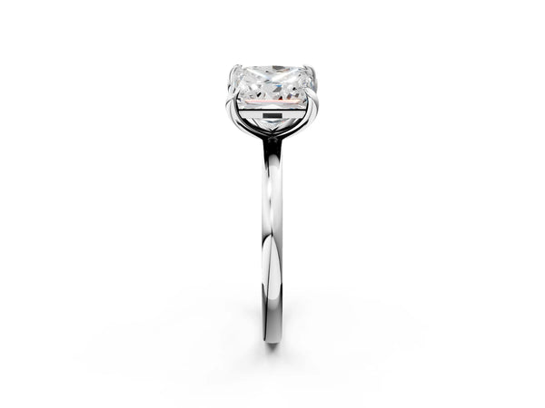 Platinum Radiant and Princess Toi Moi Ring with Prong Setting and Plain Band