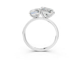 Platinum Radiant and Princess Toi Moi Ring with Prong Setting and Plain Band 3