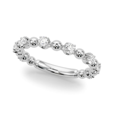 Platinum Round Bezel Set Diamond Eternity Band with Prong Setting