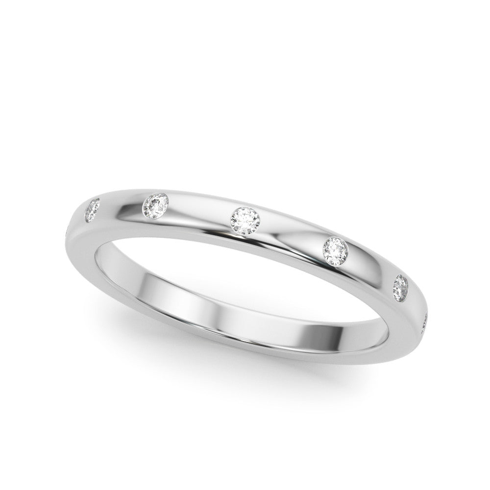 Silver Round Bezel-Set Diamond Eternity Band