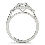 Platinum Round Brilliant Cluster Diamond Ring with Marquise and Round Cut Stones on a Classic Band with Four-Prong Setting 2
