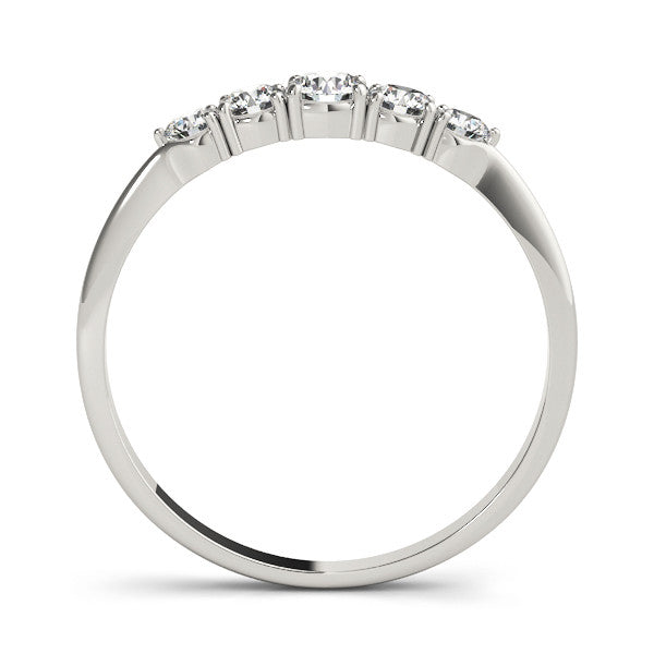 Platinum Round Brilliant Diamond Half-Eternity Band with Prong Setting 1