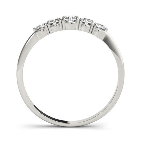Platinum Round Brilliant Diamond Half-Eternity Band with Prong Setting 1