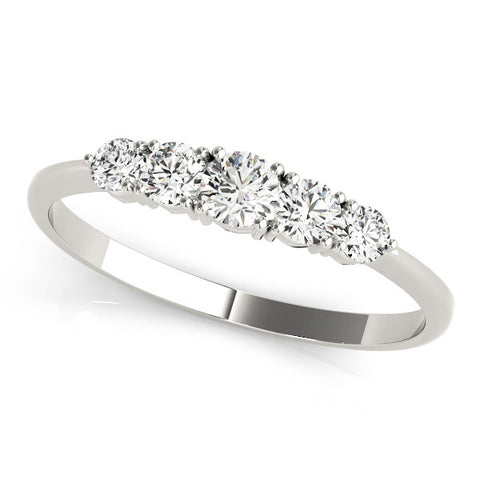 Platinum Round Brilliant Diamond Half-Eternity Band with Prong Setting