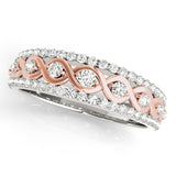 10K White Gold Round Brilliant Diamond Infinity Twist Pave Band with Prong Setting