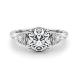 Platinum Round Brilliant Diamond Solitaire with Side Stones on a Tapered Band and Four-Prong Setting 2