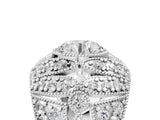 Platinum Round Brilliant Halo Pave Diamond Milgrain Ring_19