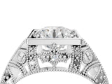 Platinum Round Brilliant Milgrain Filigree Diamond Ring with Square Prong Setting_15