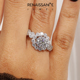 Platinum Round Brilliant Milgrain Pave Heart Band Solitaire Ring_36