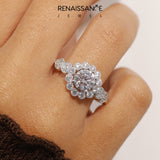 Platinum Round Brilliant Milgrain Pave Heart Band Solitaire Ring_41