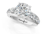 Platinum Round Brilliant Solitaire with Side Stones on a Pave Band and Four-Prong Setting_11