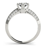 Platinum Round Brilliant Split Shank Pave Diamond Engagement Ring with Four-Prong Setting 2