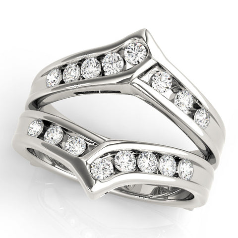 Platinum Round Channel Set Diamond Chevron Band