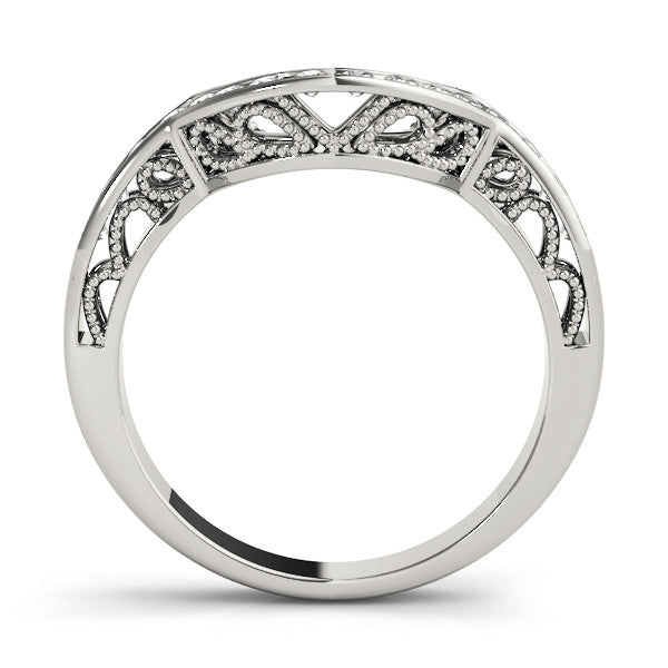 Platinum Round Channel-Set Diamond Contour Band 1