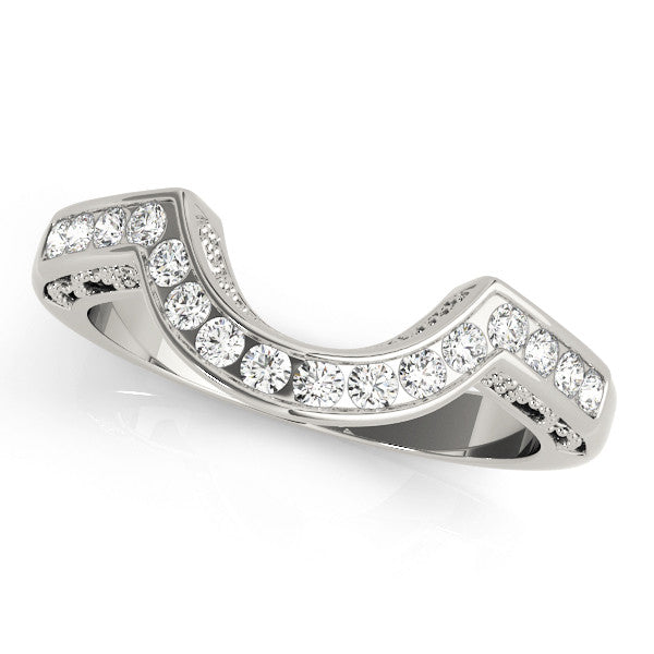 Platinum Round Channel-Set Diamond Contour Band