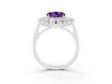 Platinum Round Cut Amethyst Floral Double Halo Engagement Ring with Prong Setting_87