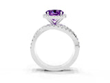 Platinum Round Cut Amethyst Halo Ring with Round Split Shank and Prong Setting_69