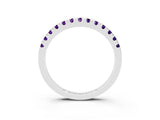Platinum Round Cut Amethyst Pavé Set Thin Band_15