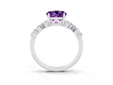 Platinum Round Cut Amethyst Scattered Round Accent Ring with Prong Setting_33