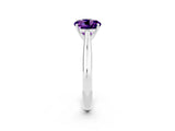 Platinum Round Cut Amethyst Solitaire Engagement Ring with Cathedral Setting and Four-Prong Mount_14