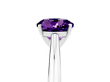 Platinum Round Cut Amethyst Solitaire Engagement Ring with Cathedral Setting and Four-Prong Mount_17