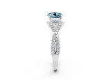 Platinum Round Cut Aquamarine  Halo Twist Band Solitaire Prong Setting Ring_14