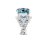 Platinum Round Cut Aquamarine  Halo Twist Band Solitaire Prong Setting Ring_17