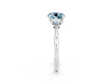 Platinum Round Cut Aquamarine Solitaire Engagement Ring with Classic Band and Four-Prong Setting_14