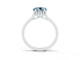 Platinum Round Cut Aquamarine Solitaire Ring with Flower Prong Setting and Classic Band_15