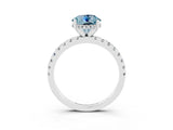 Platinum Round Cut Aquamarine Solitaire Ring with Round  Pavé Band and Four-Prong Setting_39