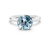 Platinum Round Cut Aquamarine Solitaire Ring with Thin Band and Prong Setting_42