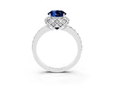 Platinum Round Cut Blue Sapphire Scalloped Halo Engagement Ring with Round Shared Prong Band_33