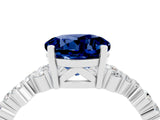Platinum Round Cut Blue Sapphire Scattered Round Accent Ring with Prong Setting_88