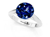 Platinum Round Cut Blue Sapphire Solitaire Engagement Ring with Cathedral Setting and Four-Prong Mount_13